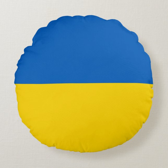 Runt Dekorativ kudde med flagga Ukraina (Framsidan)