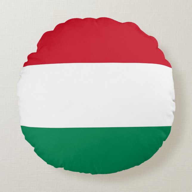 Runt Dekorativ kudde med flagga Ungern (Framsidan)