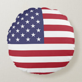 Runt Dekorativ kudde med flagga USA
