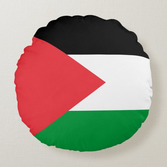 Runt Dekorativ kudde med Palestinas flagga (Framsidan)