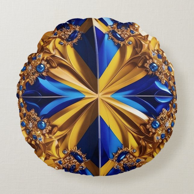 Runt Dekorativ kudde med Sverige Färg (Framsidan)