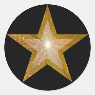 Runt dektikett, guld, svart klistermärke