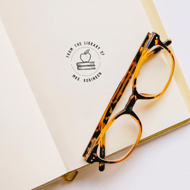 Runt från Bibliotek i läraräpple Stämpel (Skapare uppladdad)