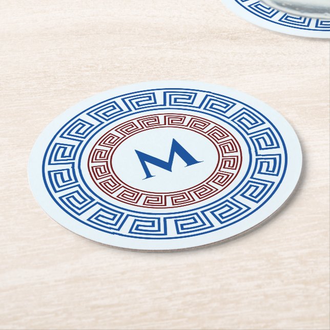 Runt grekiskt monogram Mobilt Ring-stativ i Anpass Underlägg Papper Rund (Vinklad)