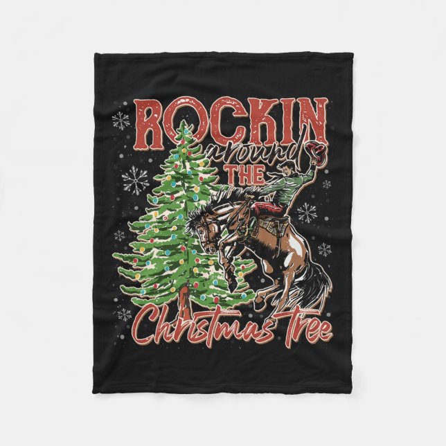 Runt julafton, Träd Santa Cowboyen, Santa Rid Fleecefilt (Framsidan)