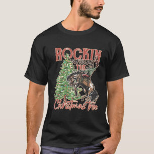 Runt Julgran Cowboy Santa Rid T Shirt