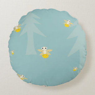 Runt kudde med filtrets design.