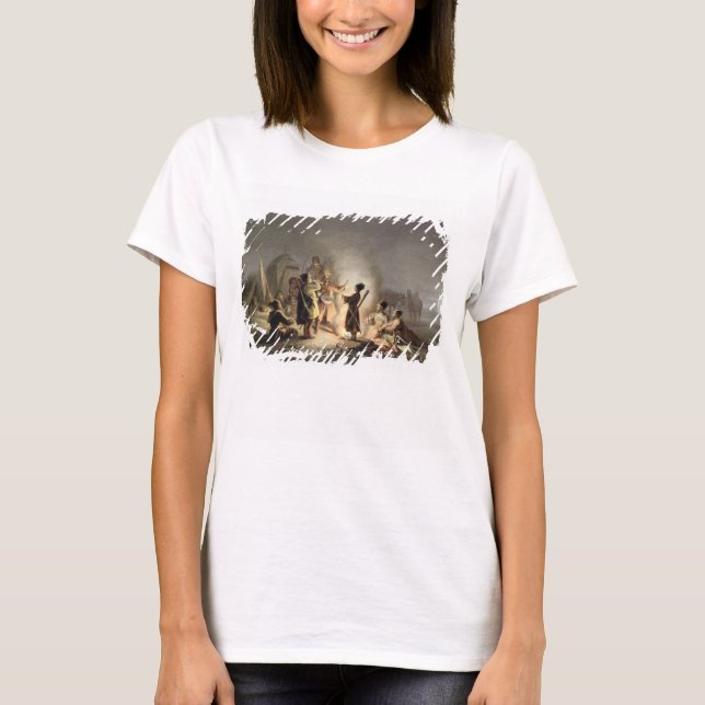 Runt lägerelden (färg litho) tee (Framsida)