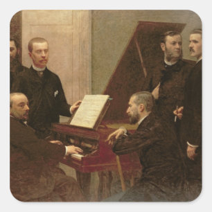 Runt om pianot 1885 fyrkantigt klistermärke