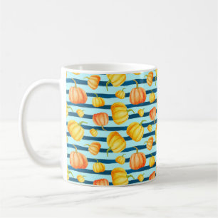 Runt Orange Pumpkin. Sömlös vattenfärgspets Kaffemugg