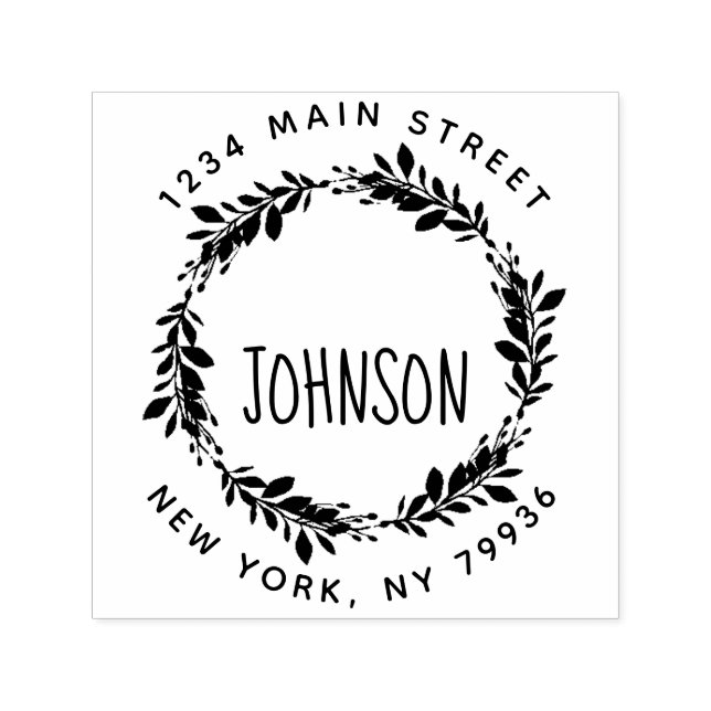 Runt Returadress för Anpassningsbar-skript i Namn- Självfärgande Stämpel (Design)