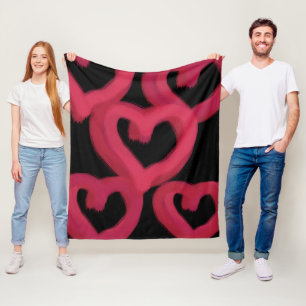 Runt ritade Rosa Hearts på Anpassningsbar Färg Fleecefilt