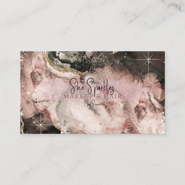 Runt Rosa Watercolor Cosmic Galaxy Gnistra Beauty Visitkort (Framsida)