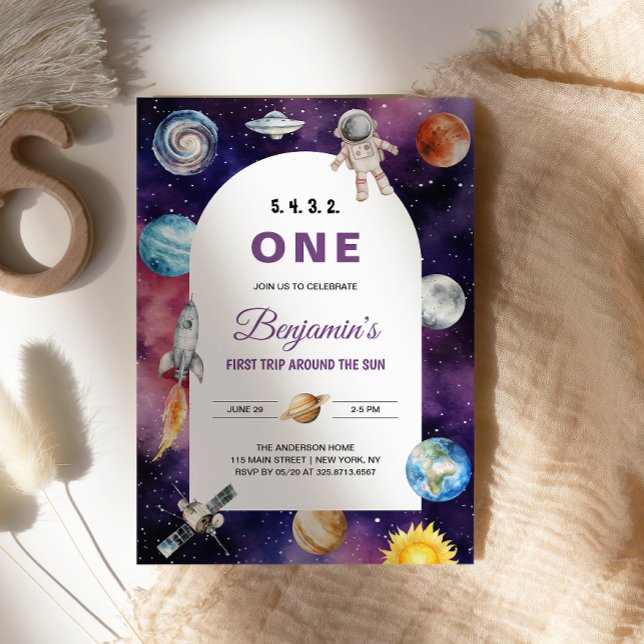 Runt Sol-födelsedagen i första Resa Inbjudningar (Skapare uppladdad)