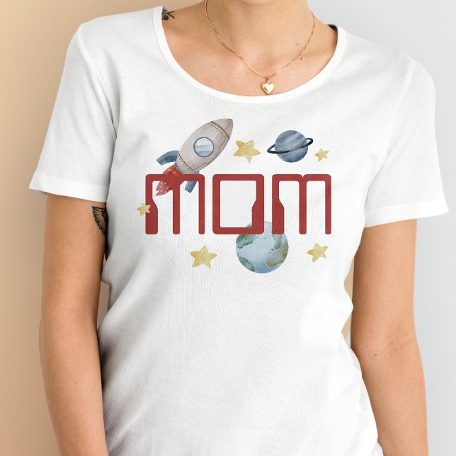 Runt Sol vid Födelsedagsfest i första Resa T Shirt (Space Birthday Mom Shirt)