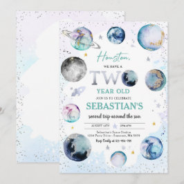 Runt Sol vid rymdens Födelsedagsfest andra Resa Inbjudningar