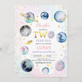 Runt Sol vid rymdens Födelsedagsfest andra Resa Inbjudningar