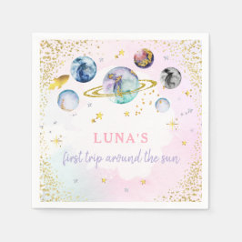 Runt Sol vid rymdens Födelsedagsfest i första Resa Pappersservett