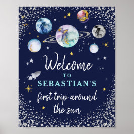 Runt Sol vid rymdens Födelsedagsfest i första Resa Poster