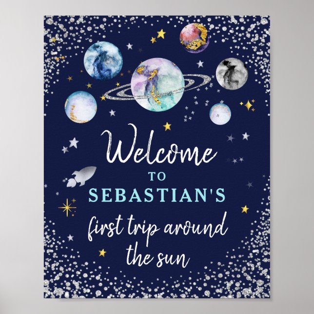 Runt Sol vid rymdens Födelsedagsfest i första Resa Poster (Framsidan)