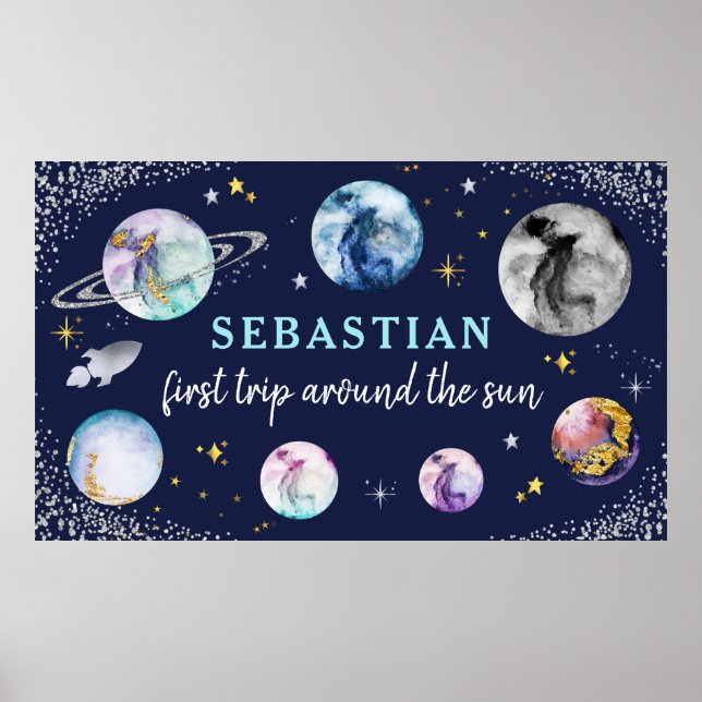 Runt Sol vid rymdens Födelsedagsfest i första Resa Poster (Framsidan)