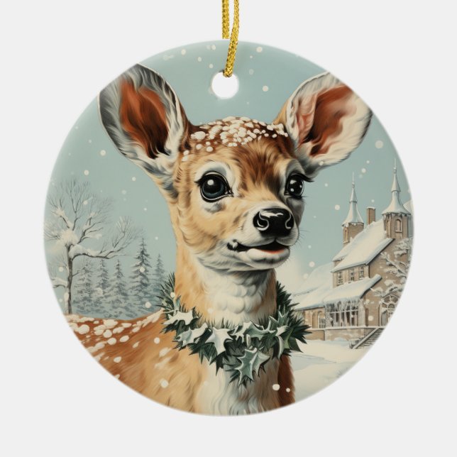 Runt Trendig Lagrar, Julafton Julgransprydnad Keramik (Framsidan)