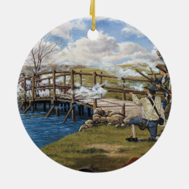 "Runt världsslaget i Concord" Julgransprydnad Keramik (Baksidan)