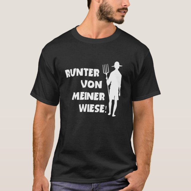 Runter Von Meiner Meadow Bauer Agrar Cow Farmer T Shirt (Framsida)