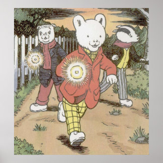 Rupert Bear Bill Badger och Algy Pug Poster