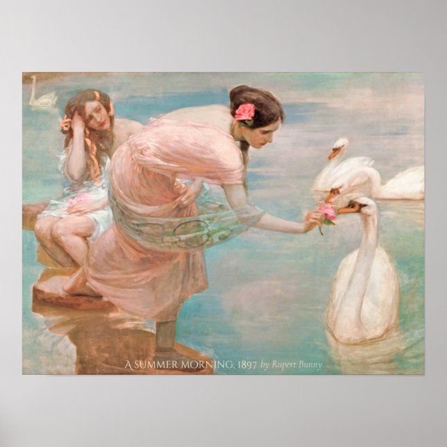 Rupert Bunny 1897 Kvinnor med svanar Poster (Framsidan)