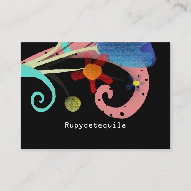 Rupydequila Cute Flora Black Visitkort (Framsida)