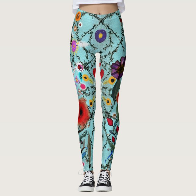 Rupydetequila text Rupydetequila ord turkos Leggings (Framsida)