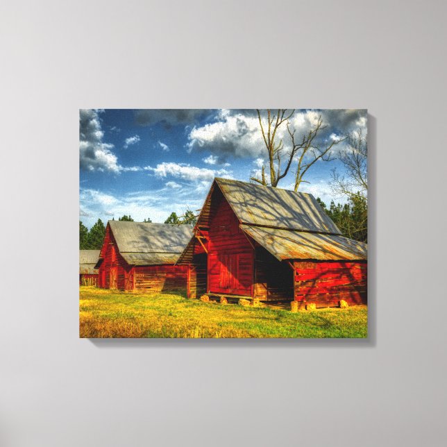 Rural America Red Barn Canvastryck (Framsida)