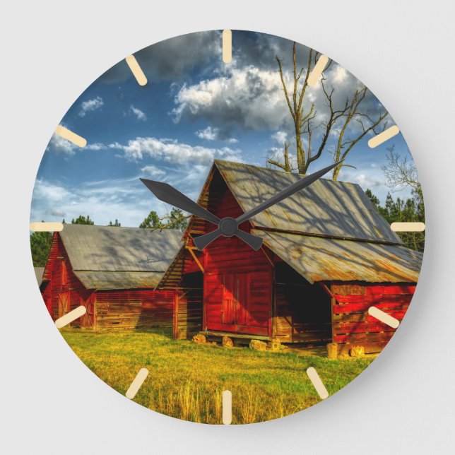Rural America Red Barn  Stor Klocka (Framsida)