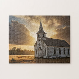 Rural Church Sunrise Countryside Christian Pussel