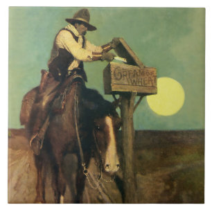 “Rural Delivery" västerländsk konst av NC Wyeth Kakelplatta