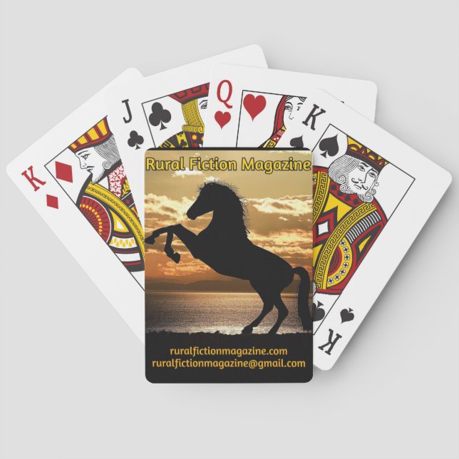 Rural Fiction Magazine-häst med solnedgång Casinokort (Baksidan)