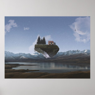 Rural House, Fantasy Flytande Land Poster