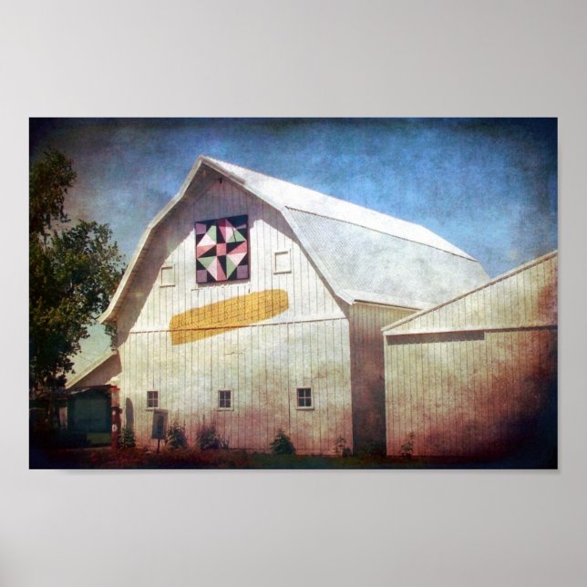 Rural Iowa Barn Maj och Quilt Poster (Framsidan)