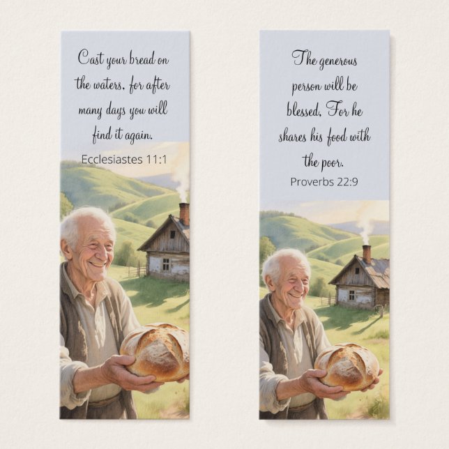 Rural landscape bookmark with motivating Bible Litet Visitkort (Framsida & baksida)