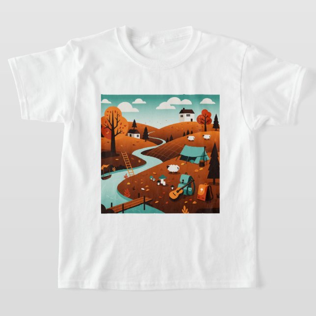 Rural landscape in autumn t shirt (Laydown)