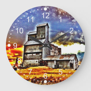 Rural Montana Land Grain Elevator Farmers Gift Stor Klocka