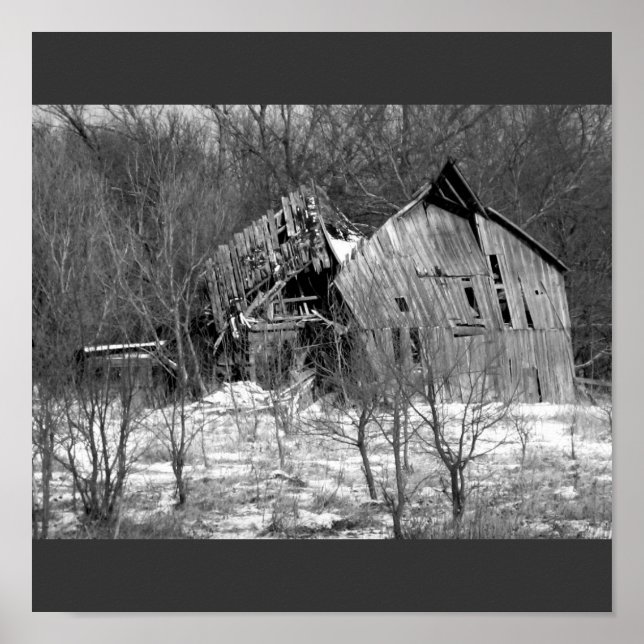 Rural Nebraska Barn B&W Poster (Framsidan)