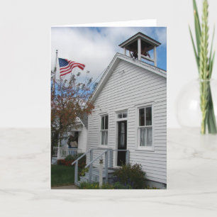 Rural One Room School och American Flagga Kort