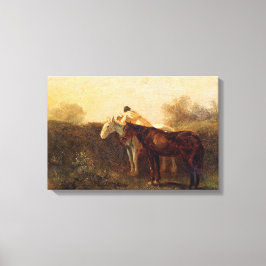 Rural Rendezvous (Romantic Kiss on Horseback) Canvastryck