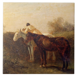 Rural Rendezvous (Romantic Kiss on Horseback) Kakelplatta
