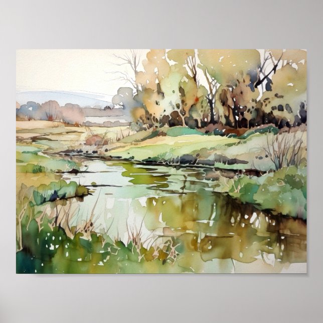 Rural River Watercolor  Poster (Framsidan)
