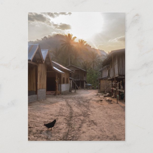 Rural Riverside Village on Mekong River, Laos Vykort (Framsida)