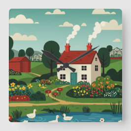 Rural town fyrkantig klocka