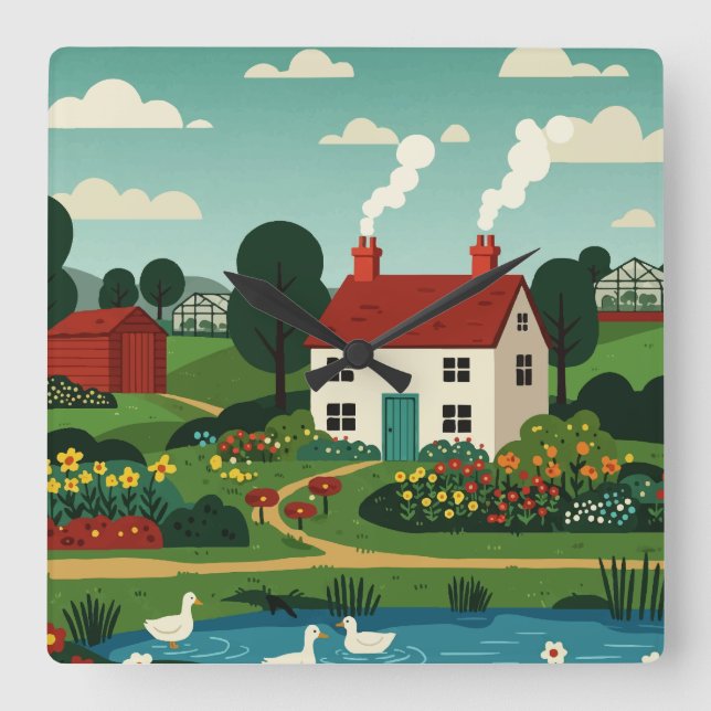 Rural town fyrkantig klocka (Framsida)